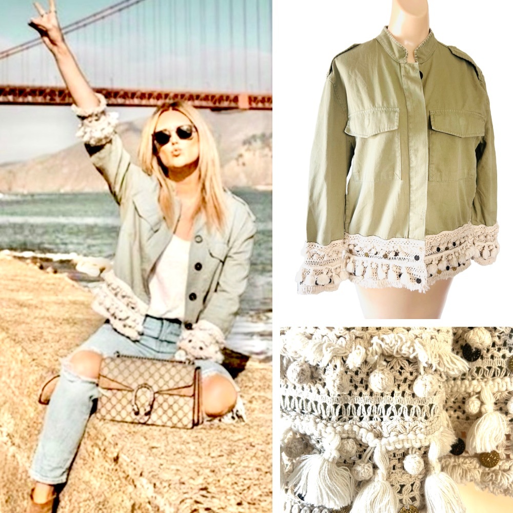 Zara l Military Vibe & Tassel Fringe Jacket Size M